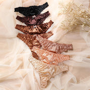 Frill Trim Satin Ice Silk Seamless No Show Underwear