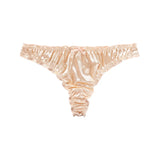 Frill Trim Satin Ice Silk Seamless No Show Underwear