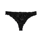 Frill Trim Satin Ice Silk Seamless No Show Underwear